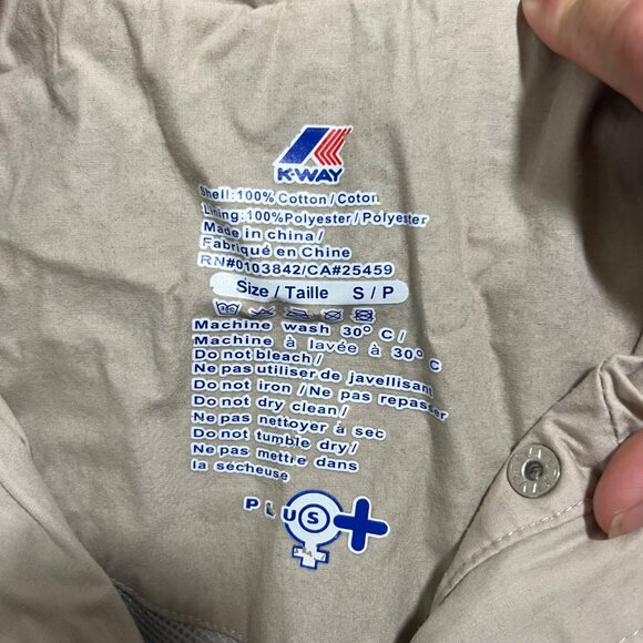 K way jacket women's S tan cream beige long hooded zip front lightweight - Picture 4 of 11